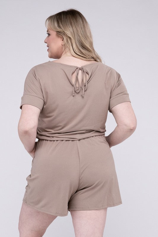 Brushed DTY Romper with Pockets - PLUS