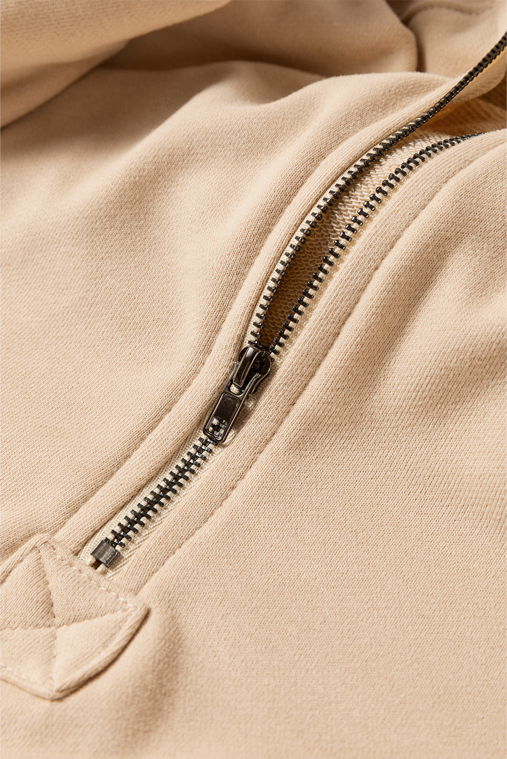 Bonbon Solid Kangaroo Pocket Half Zipper Oversized Hoodie