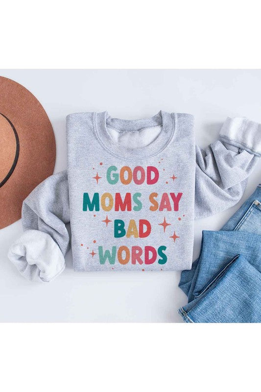 GOOD MOM BAD WORDS GRAPHIC SWEATSHIRT - PLUS