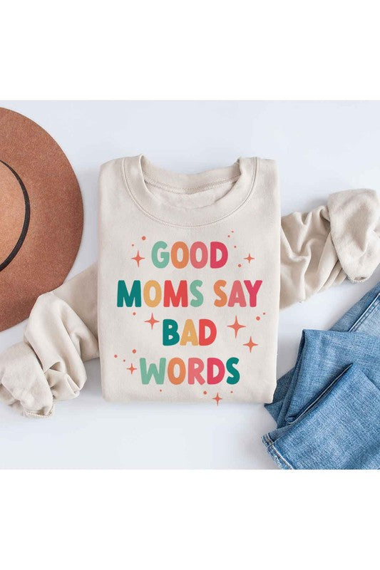 GOOD MOM BAD WORDS GRAPHIC SWEATSHIRT - PLUS