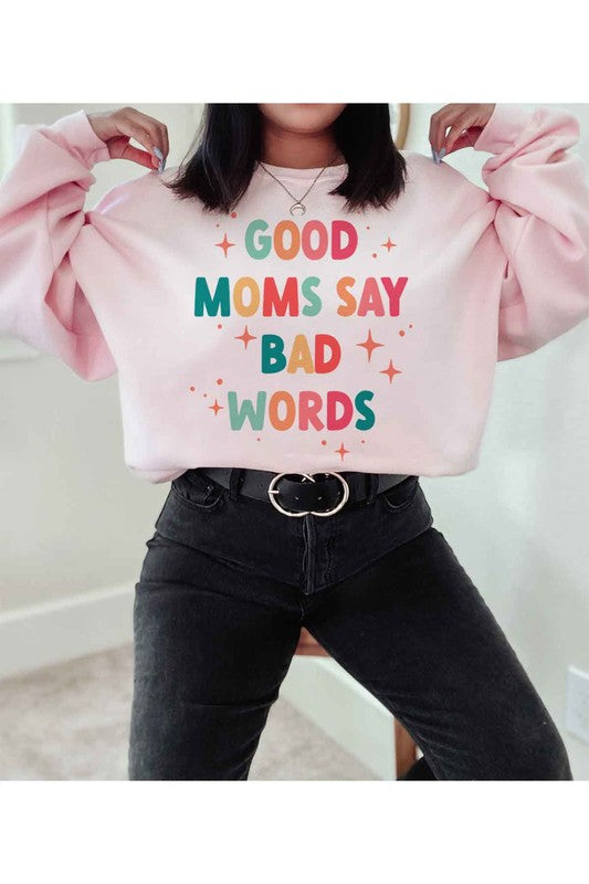 GOOD MOM BAD WORDS GRAPHIC SWEATSHIRT - PLUS