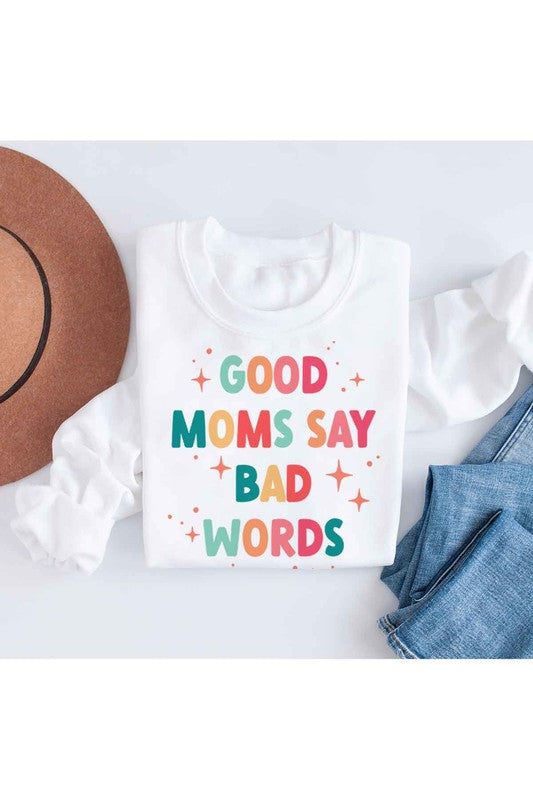 GOOD MOM BAD WORDS GRAPHIC SWEATSHIRT - PLUS