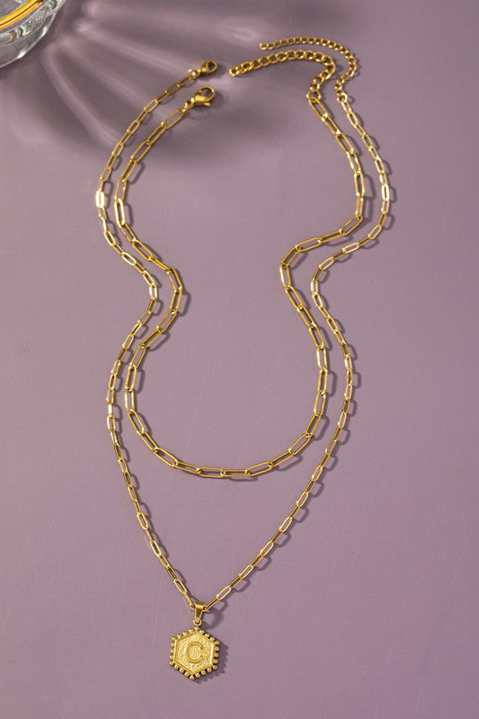 Brass Initial Necklace