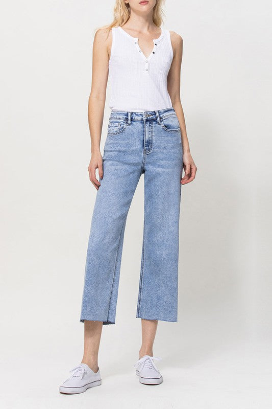 VERVET - Super High Rise Crop Wide Leg Jeans