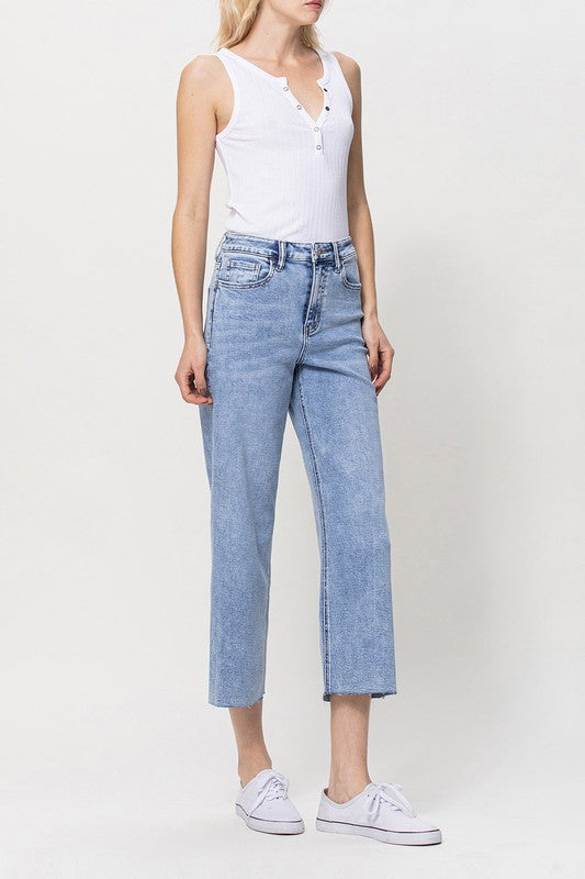 VERVET - Super High Rise Crop Wide Leg Jeans