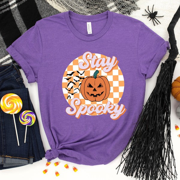 Stay Spooky Bats CheckeredShort Sleeve Graphic Tee