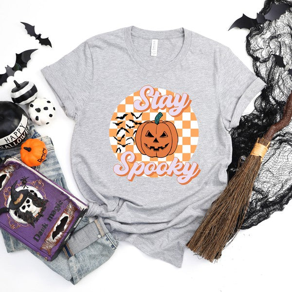 Stay Spooky Bats CheckeredShort Sleeve Graphic Tee