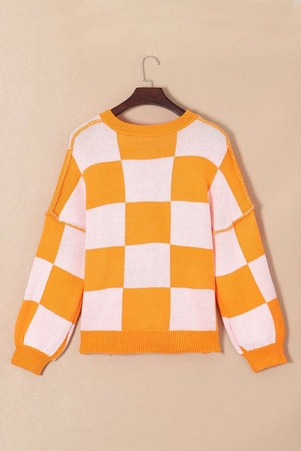 Orange Checkered Sweater