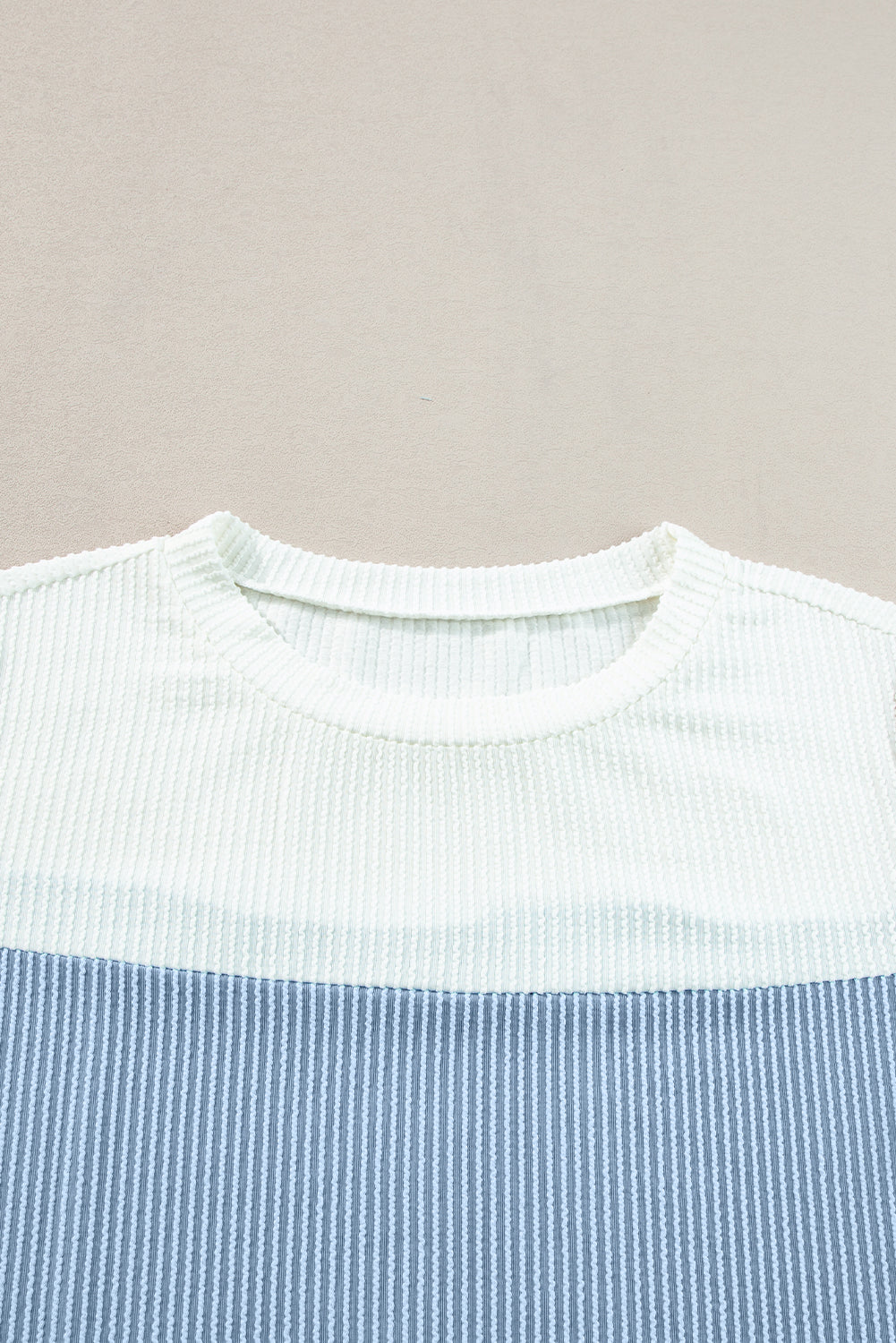 Light Blue Rib Textured Colorblock Tee