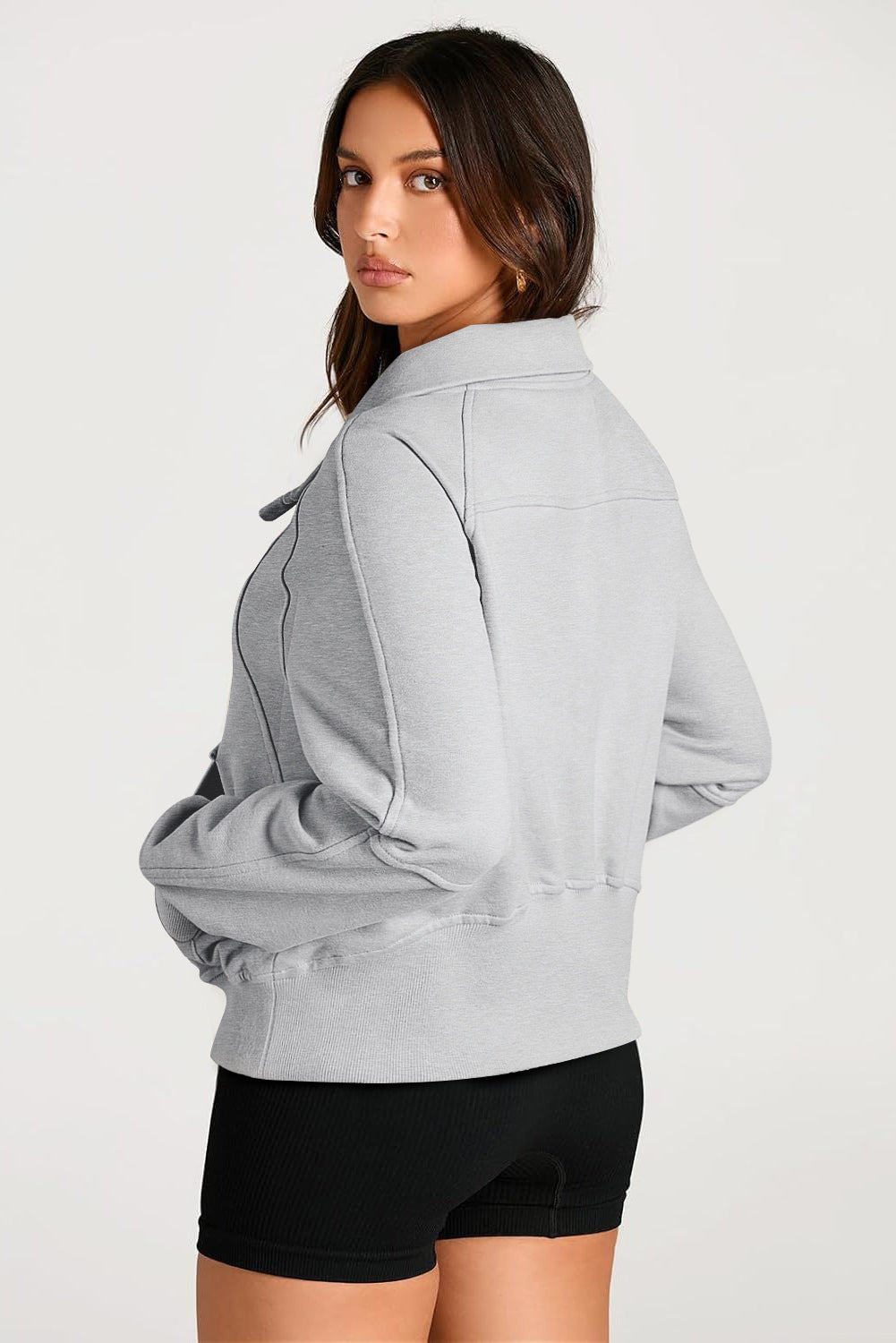 Light Grey Quarter Zip  Sweatshirt