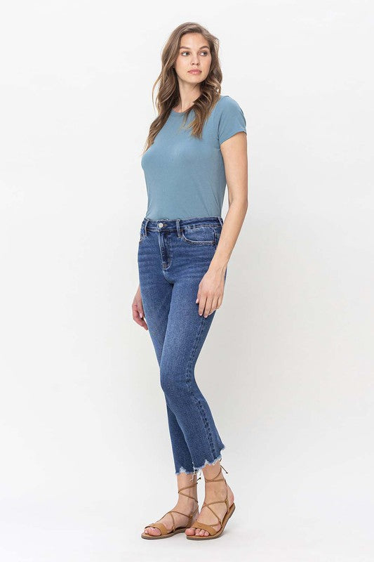 VERVET - High Rise Crop Slim Straight Jeans