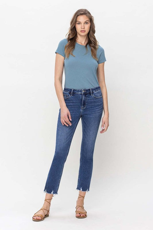 VERVET - High Rise Crop Slim Straight Jeans