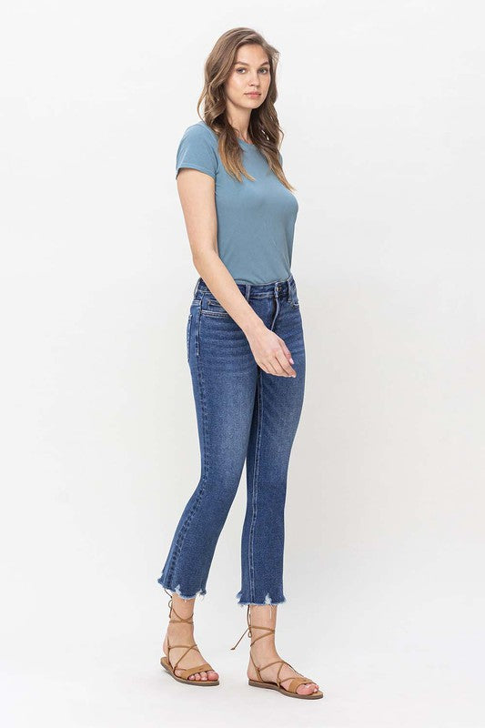 VERVET - High Rise Crop Slim Straight Jeans