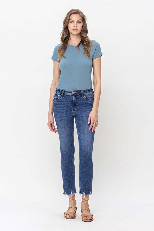 VERVET - High Rise Crop Slim Straight Jeans