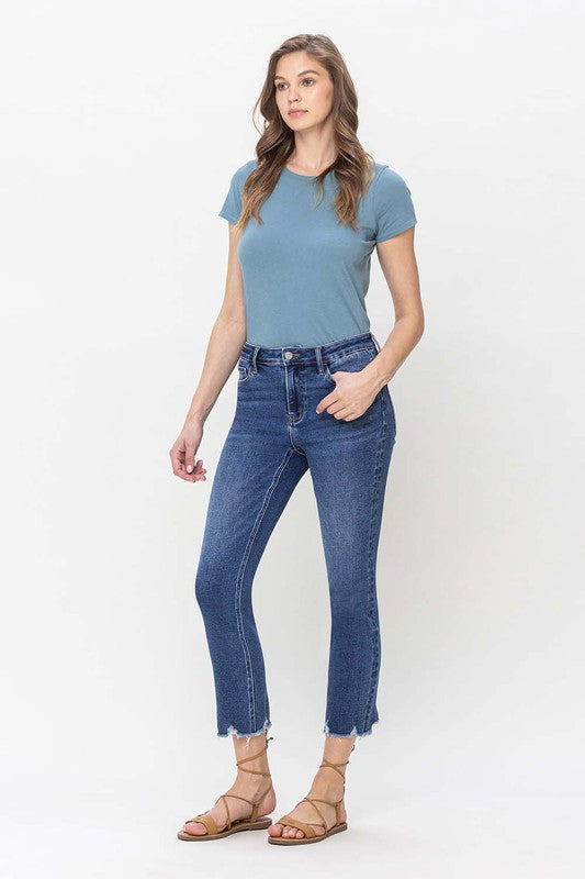 VERVET - High Rise Crop Slim Straight Jeans