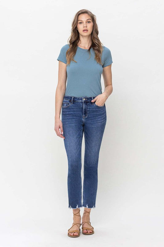 VERVET - High Rise Crop Slim Straight Jeans