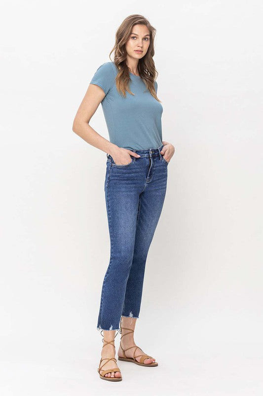 VERVET - High Rise Crop Slim Straight Jeans