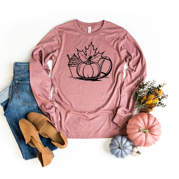 Fall Collage Long Sleeve Graphic Tee