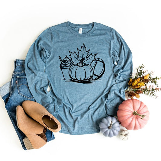 Fall Collage Long Sleeve Graphic Tee