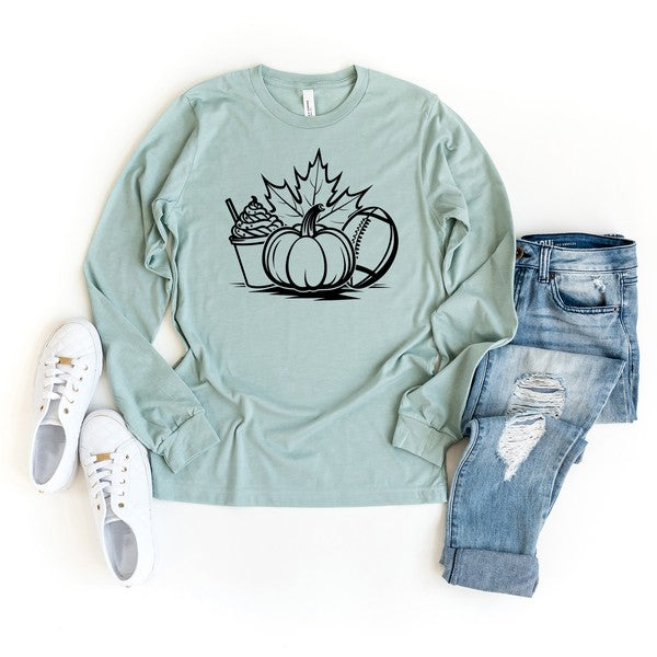 Fall Collage Long Sleeve Graphic Tee