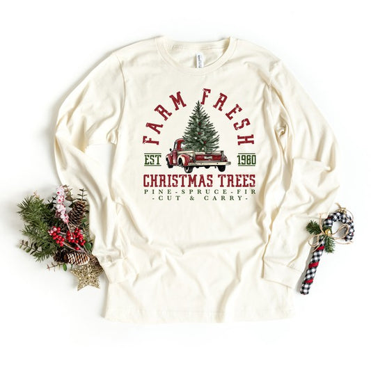 Farm Fresh Truck and Tree Long Sleeve Graphic Tee