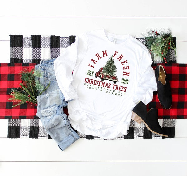 Farm Fresh Truck and Tree Long Sleeve Graphic Tee