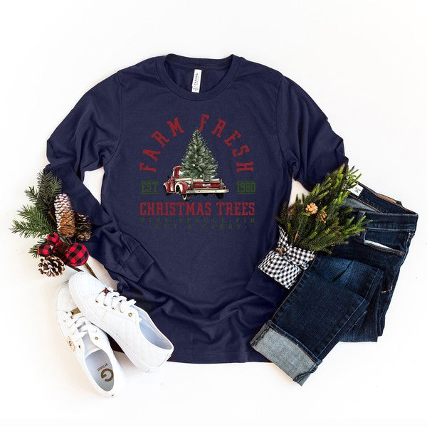 Farm Fresh Truck and Tree Long Sleeve Graphic Tee