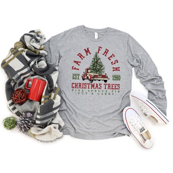 Farm Fresh Truck and Tree Long Sleeve Graphic Tee