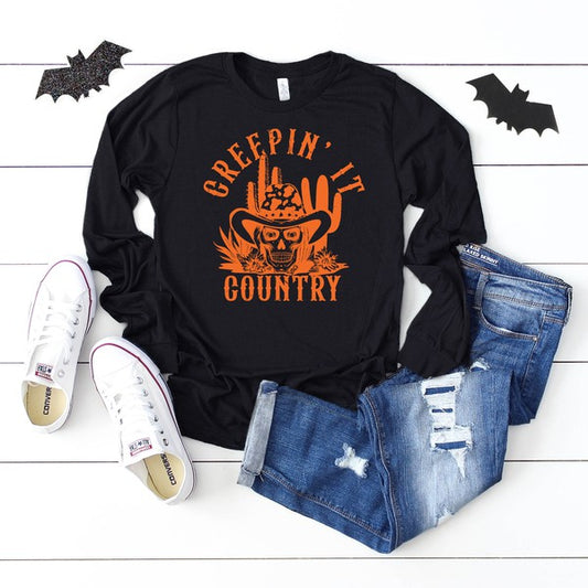 Creepin' It Country Long Sleeve Graphic Tee