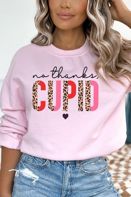 Valentine's Leopard No Thanks Cupid Sweater