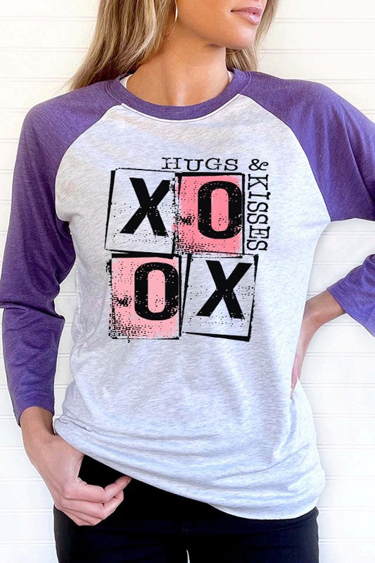 Valentine's Day XOXO Hugs Kisses Raglan