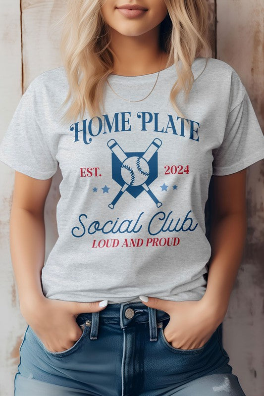 Home Plate, Social Club, Baseball Graphic Tee
