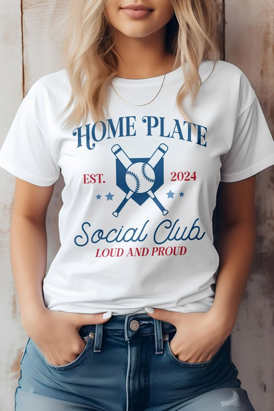 Home Plate, Social Club, Baseball Graphic Tee