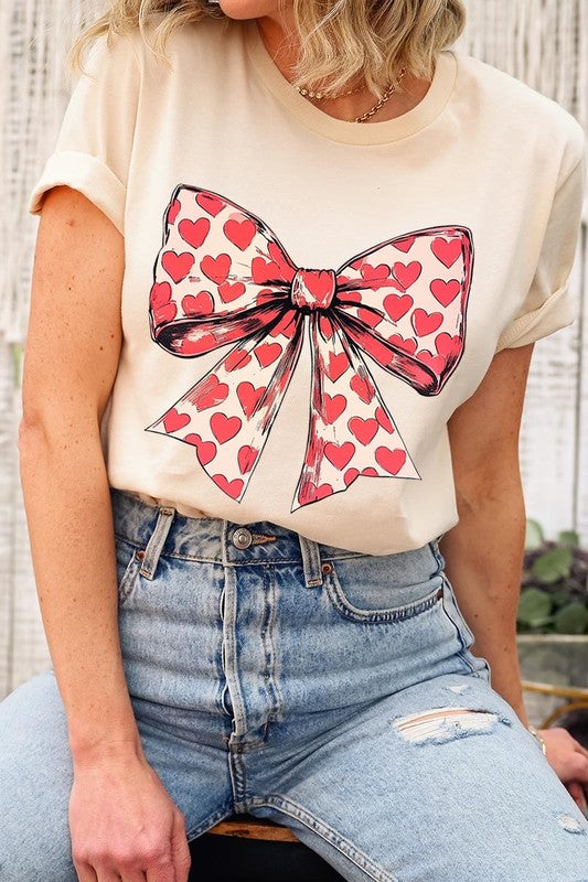 Heart Coquette Bow Valentine's Graphic Tee