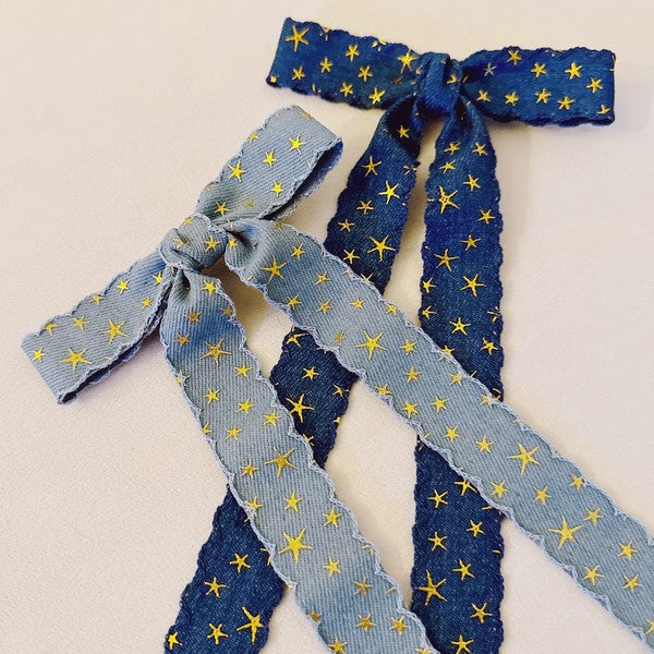 Golden Star Jean Bow Hair Clip Set Of 2