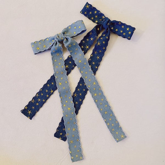 Golden Star Jean Bow Hair Clip Set Of 2