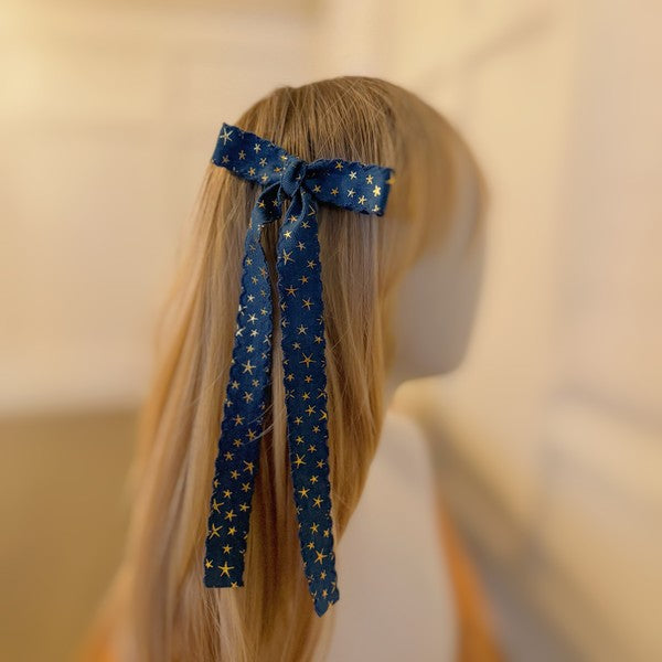 Golden Star Jean Bow Hair Clip Set Of 2