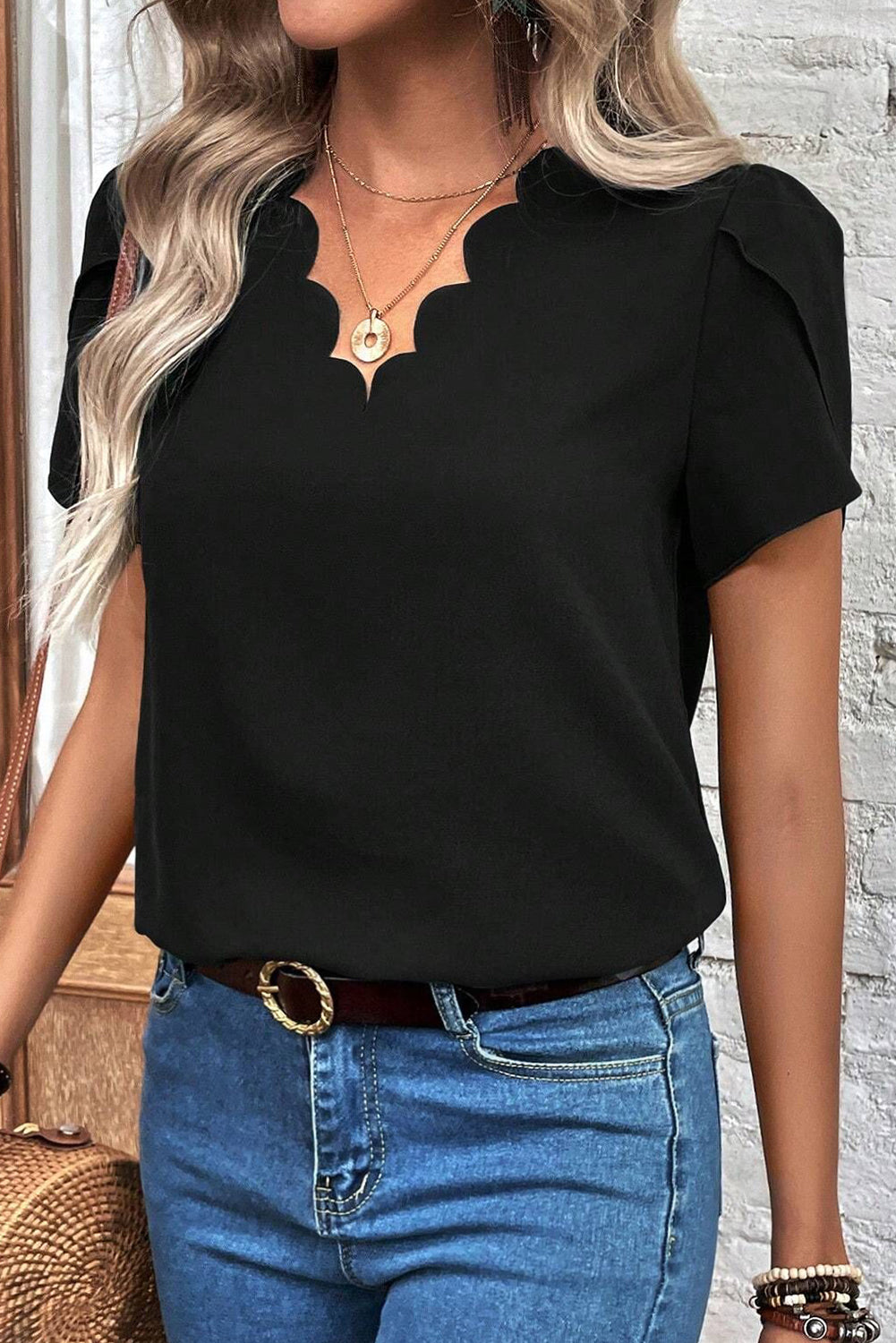 Black Scalloped Top