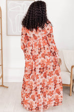Load image into Gallery viewer, Orange Plus Size Floral Print V Neck Wrap Side Slit Maxi Dress
