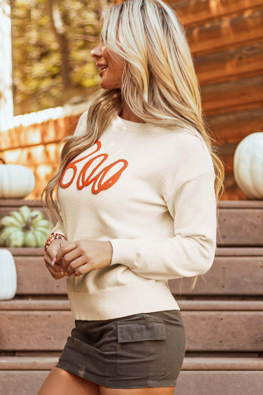 Apricot Boo Knitted Pattern Sweater