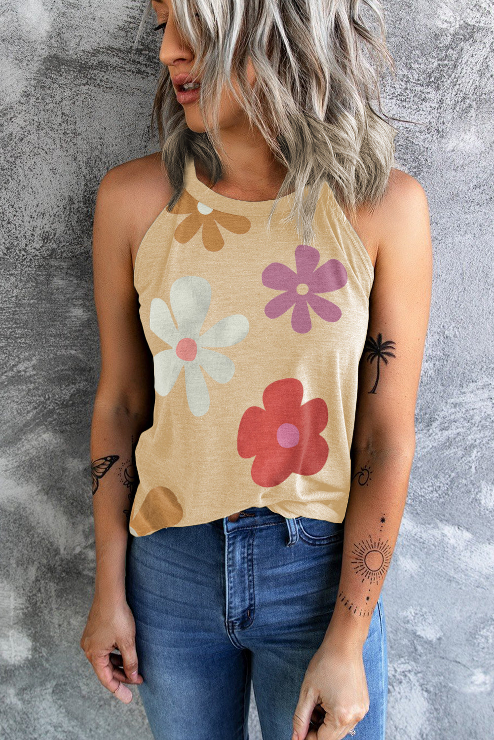 Khaki Flower Tank