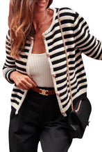 Load image into Gallery viewer, Black Contrast Striped Print Cardigan
