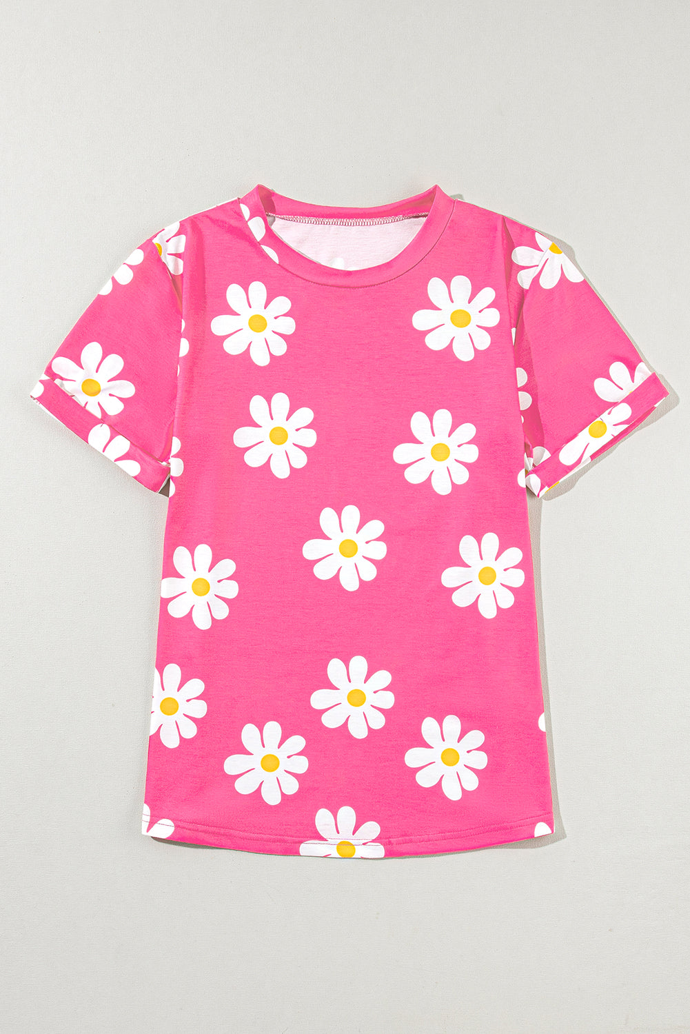 Pink Daisy Printed Crewneck Shirt