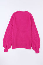 Load image into Gallery viewer, Rose Hollowed Bubble Sleeve Knit Sweater
