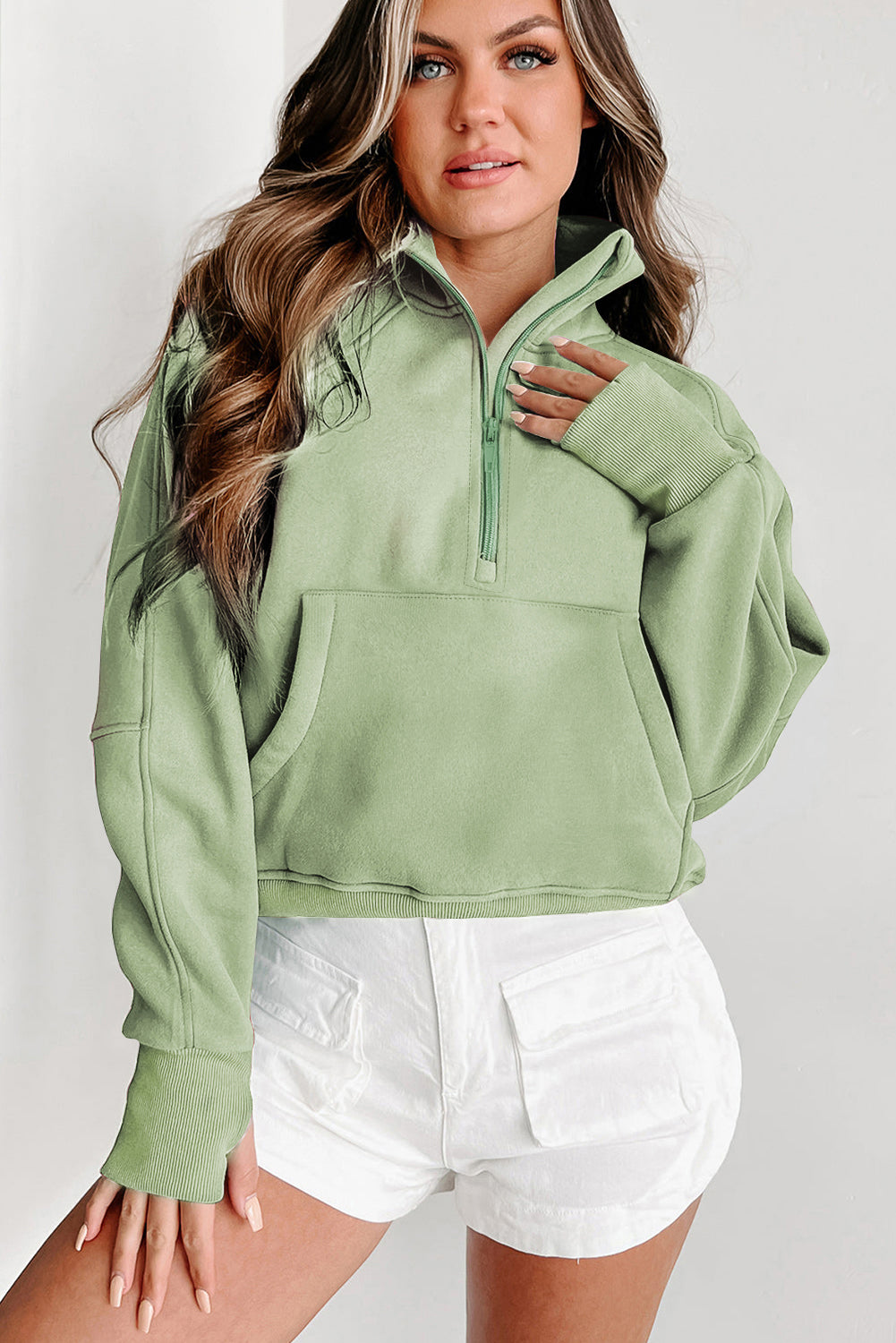 Flamingo Fleece Lined  Sleeve Sweatshirt