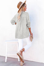 Load image into Gallery viewer, Gray Crinkle Textured Loose Henley Top
