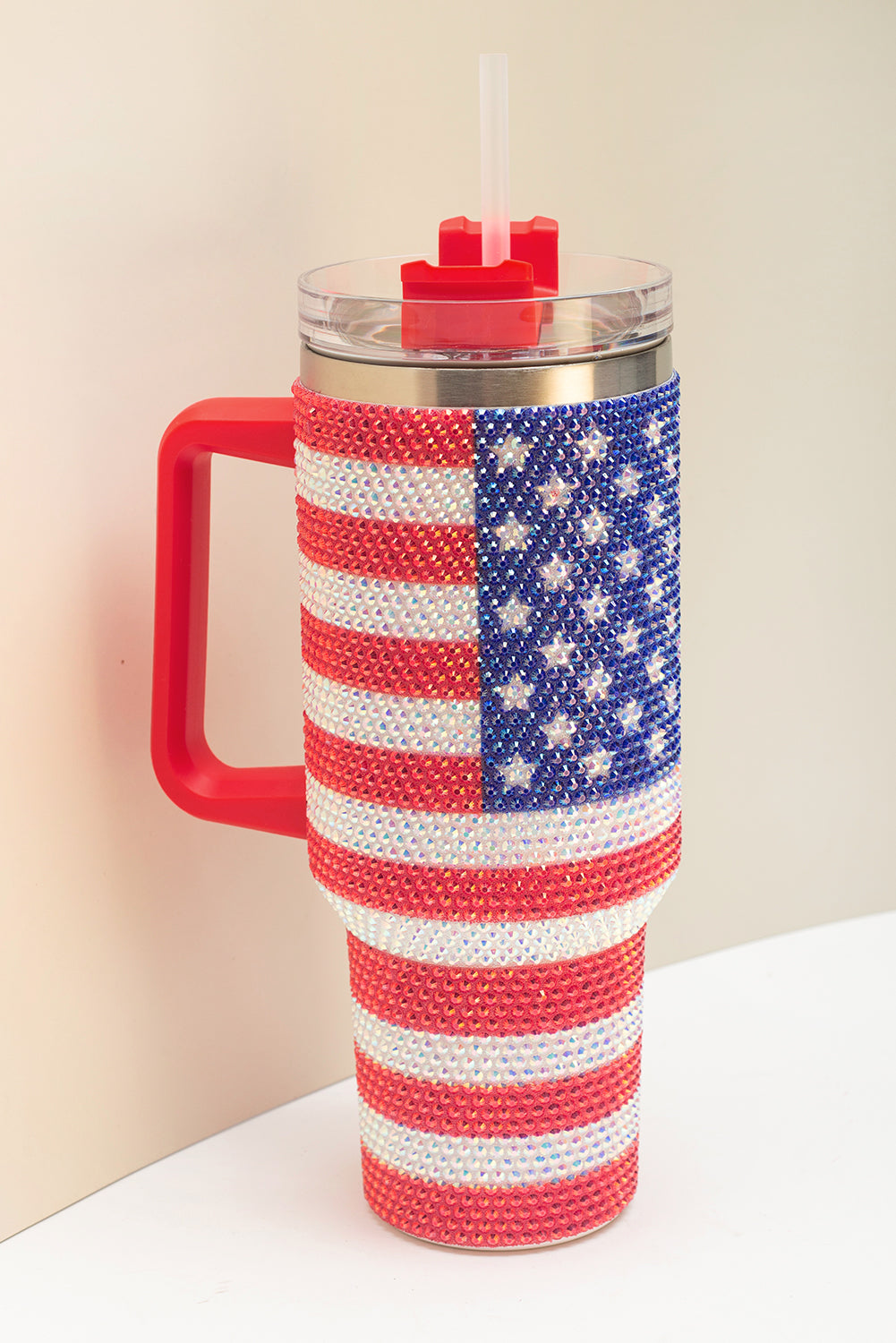 Red Rhinestone American Flag Cup 40oz