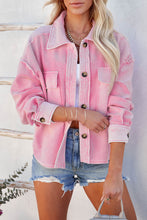 Load image into Gallery viewer, Pink Turn-Down Collar Pockets Shirt Jacket
