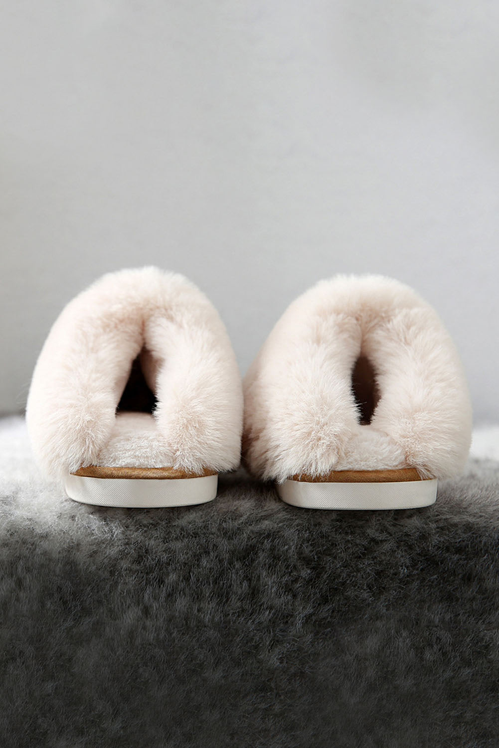 Camel Plush Suede ContrastWinter Home Slippers