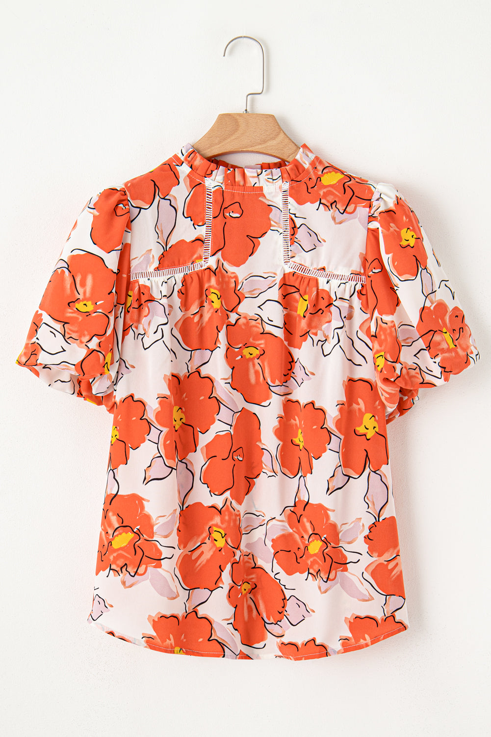 Orange Floral Bubble Blouse